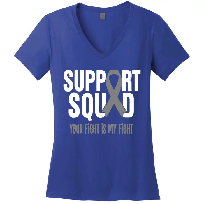 Brain Cancer Support Squad Brain Cancer Awareness Gift Women's V-Neck T-Shirt