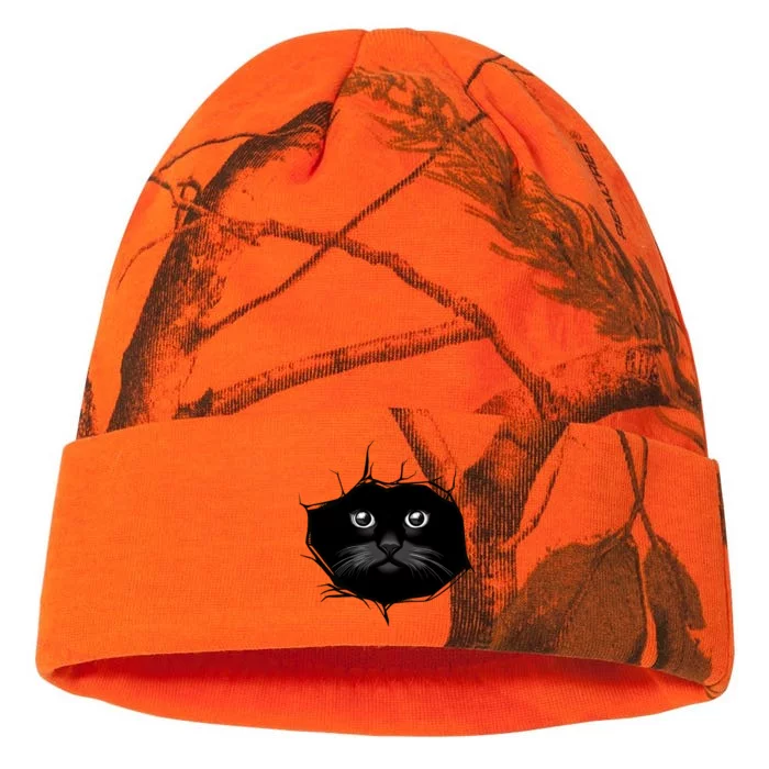 Black Cat Stares At You Cat Eyes Kati - 12in Camo Beanie