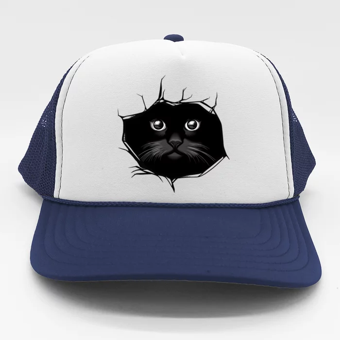 Black Cat Stares At You Cat Eyes Trucker Hat