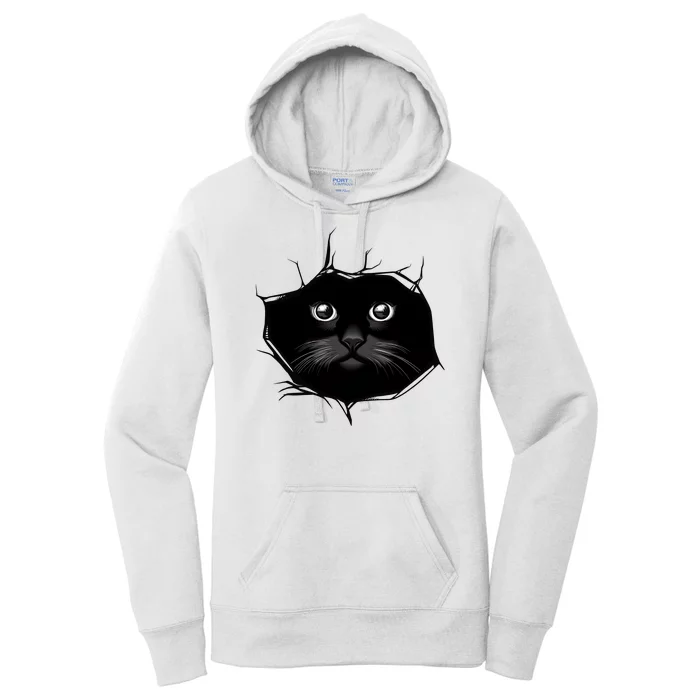 Black Cat Stares At You Cat Eyes Women's Pullover Hoodie