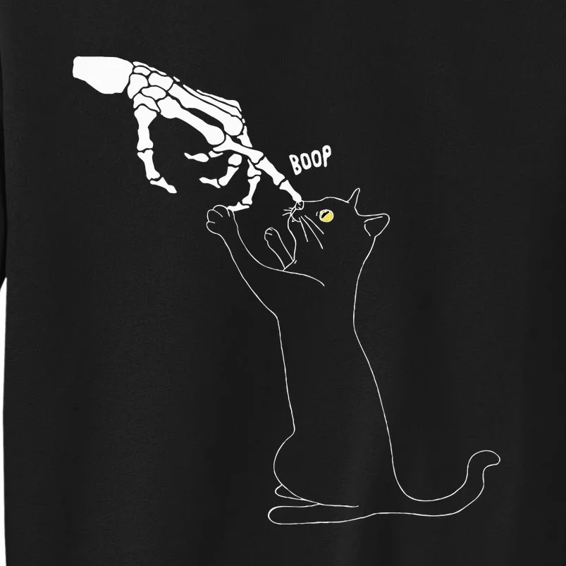 Black Cat Skeleton Hand Boop Cat Nose Tall Sweatshirt