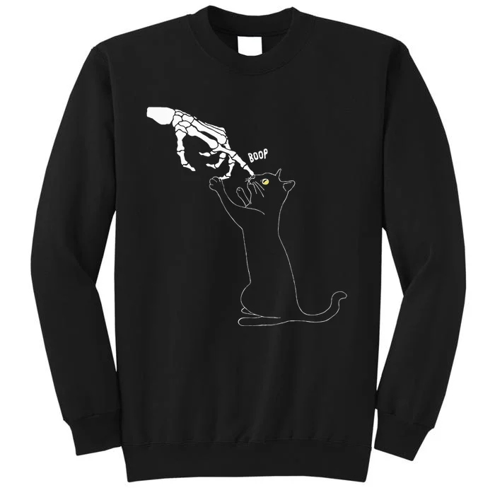 Black Cat Skeleton Hand Boop Cat Nose Tall Sweatshirt