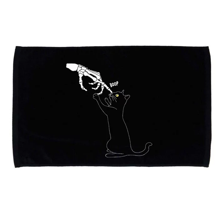 Black Cat Skeleton Hand Boop Cat Nose Microfiber Hand Towel