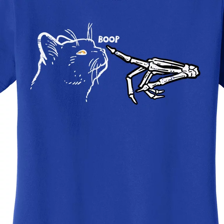 Black Cat Skeleton Hand Boop Halloween Pet Funny Gift Women's T-Shirt