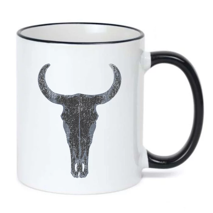 Boho Cow Skull Western Steer Skull Cowgirl Rancher Black Color Changing Mug