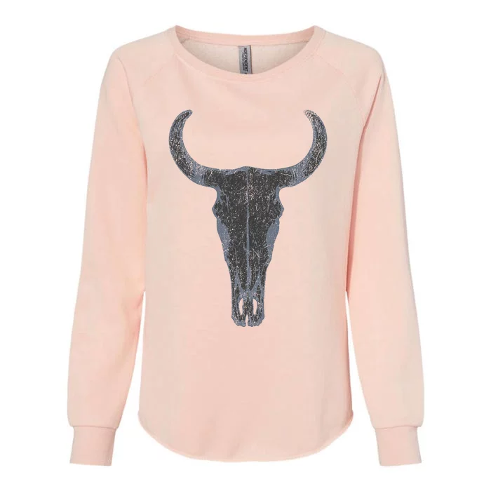 Boho Cow Skull Western Steer Skull Cowgirl Rancher Womens California Wash Sweatshirt