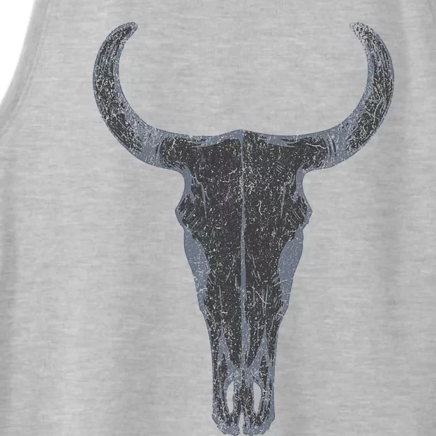 Boho Cow Skull Western Steer Skull Cowgirl Rancher Ladies Tri-Blend Wicking Tank