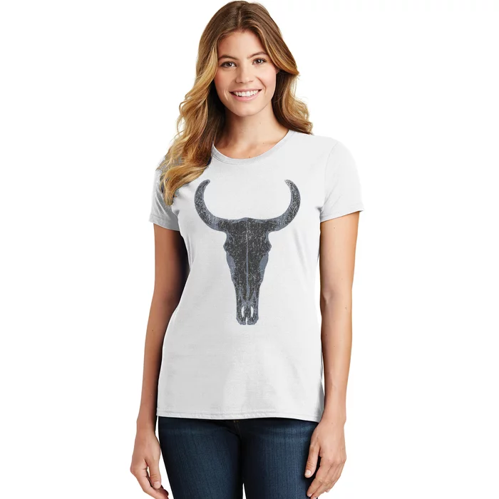 Boho Cow Skull Western Steer Skull Cowgirl Rancher Women's T-Shirt