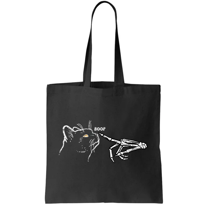 Black Cat Skeleton Hand Boop Halloween Pet Tote Bag