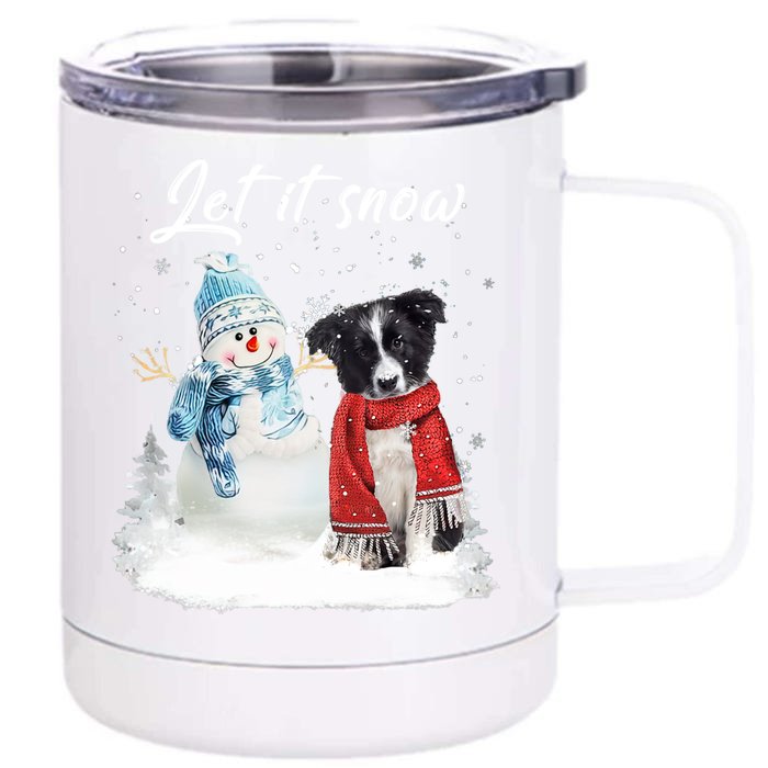 Border Collie Santa Dog Christmas Snow Xmas Pajama Meaningful Gift Front & Back 12oz Stainless Steel Tumbler Cup