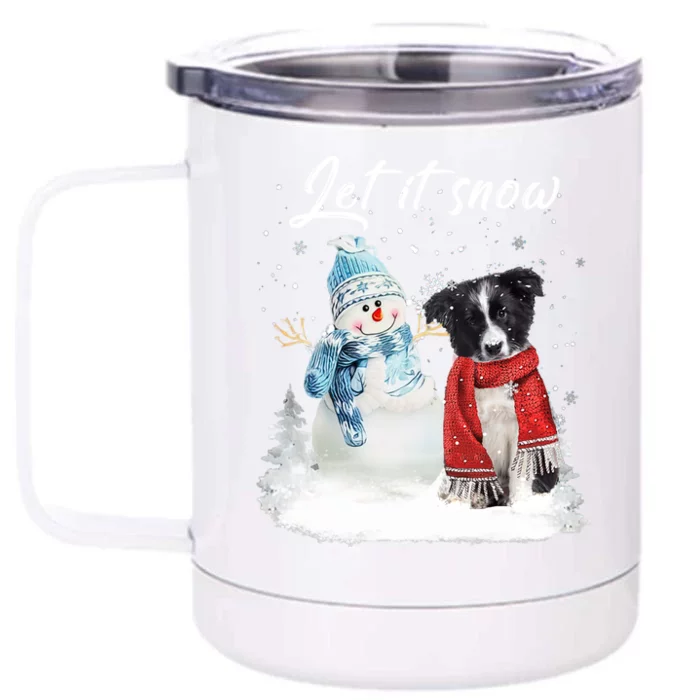 Border Collie Santa Dog Christmas Snow Xmas Pajama Meaningful Gift Front & Back 12oz Stainless Steel Tumbler Cup