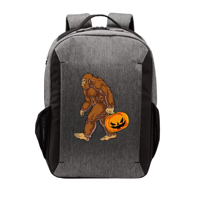 Bigfoot Carrying Scary Pumpkin Funny Sasquatch Halloween Vector Backpack