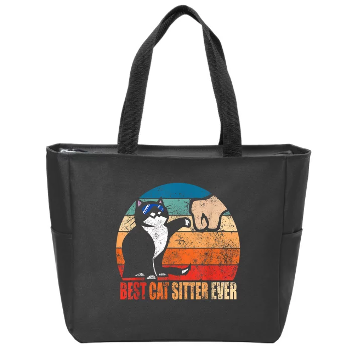 Best Cat Sitter Ever Funny Fist Bump Zip Tote Bag