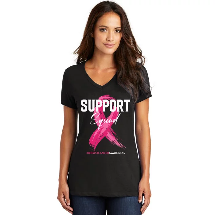 Breast Cancer Support Squad Breast Cancer Awareness Women's V-Neck T-Shirt