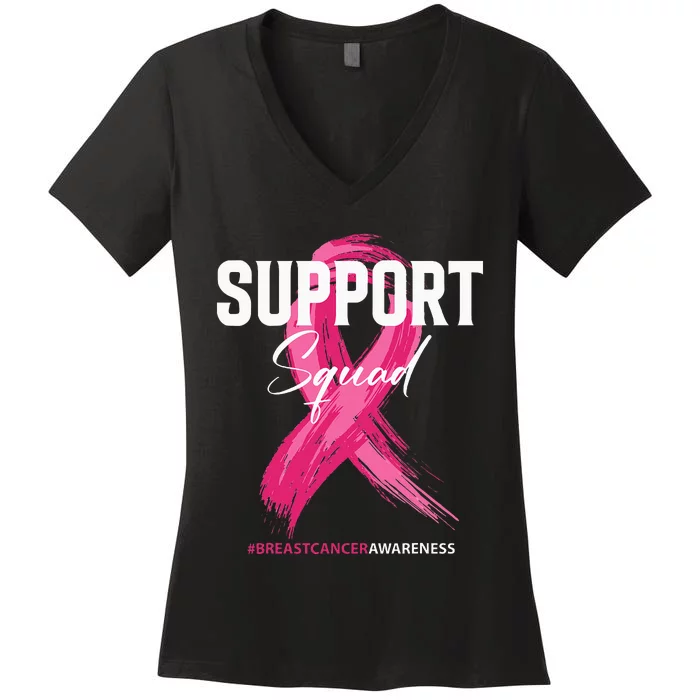 Breast Cancer Support Squad Breast Cancer Awareness Women's V-Neck T-Shirt