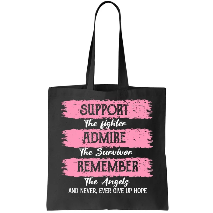 Breast Cancer Support Admire Honor Breast Cancer Awareness Tote Bag