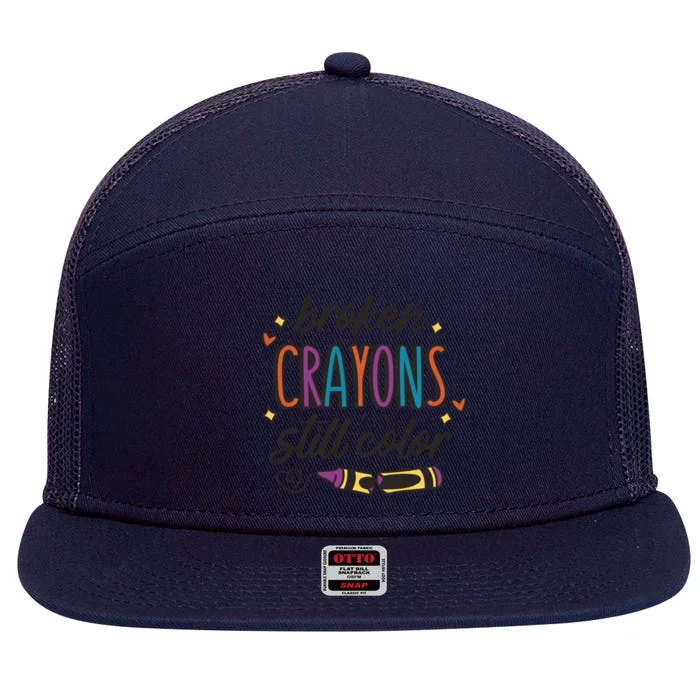 Broken Crayons Still Color 7 Panel Mesh Trucker Snapback Hat