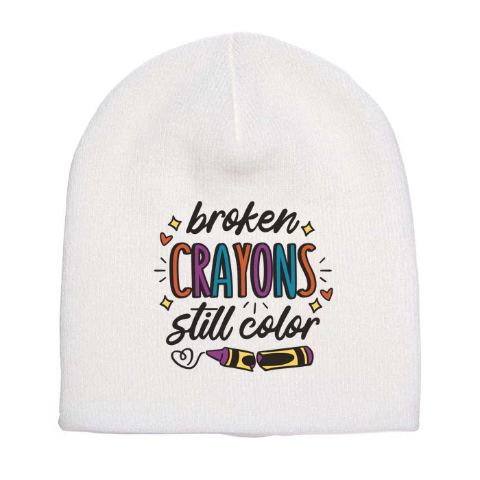 Broken Crayons Still Color Short Acrylic Beanie