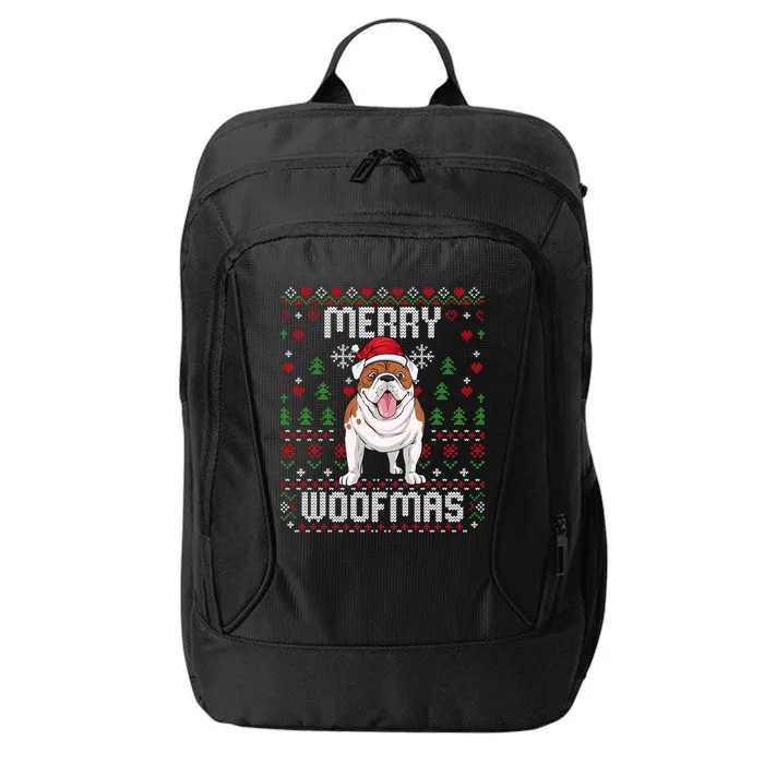 Bulldog Christmas Sweater Ugly Xmas Merry Woofmas Cool Gift City Backpack