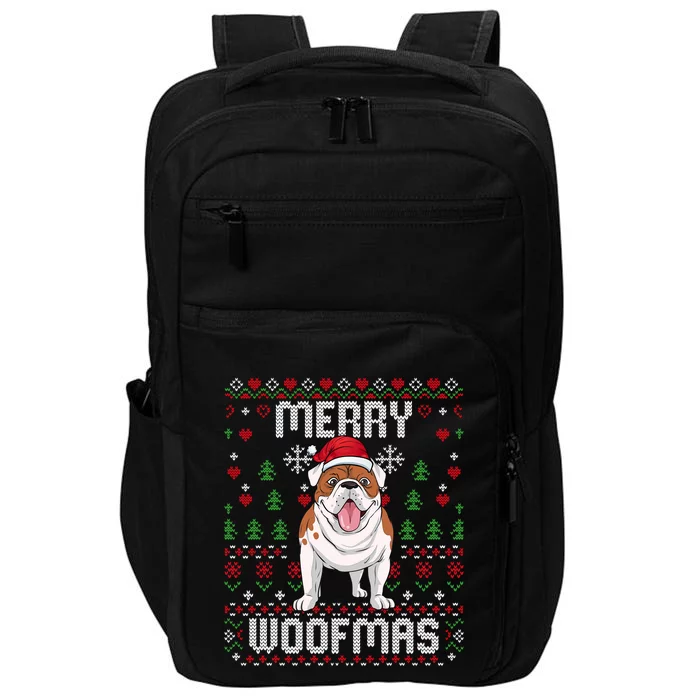 Bulldog Christmas Sweater Ugly Xmas Merry Woofmas Cool Gift Impact Tech Backpack