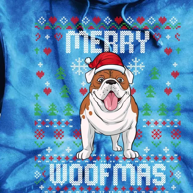 Bulldog Christmas Sweater Ugly Xmas Merry Woofmas Cool Gift Tie Dye Hoodie