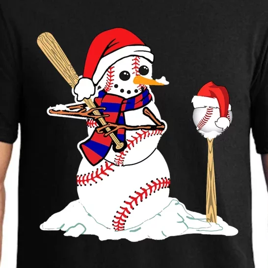 Baseball Christmas Snow Playing Baseball Gift Meaningful Gift Pajama Set