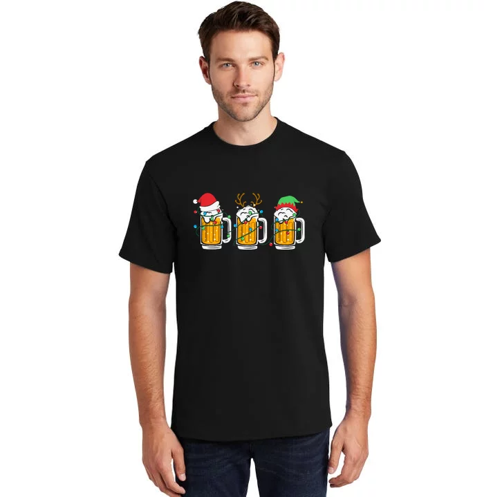 Beer Christmas Santa Reinbeer Xmas Light Xmas Holiday Tall T-Shirt