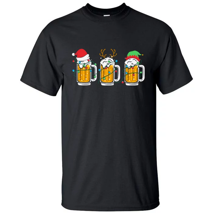 Beer Christmas Santa Reinbeer Xmas Light Xmas Holiday Tall T-Shirt