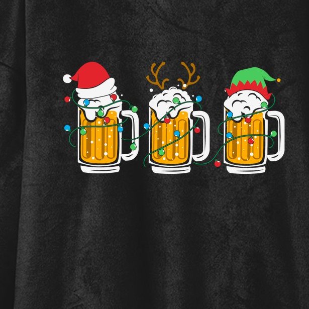 Beer Christmas Santa Reinbeer Xmas Light Xmas Holiday Hooded Wearable Blanket