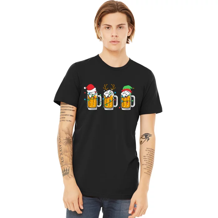 Beer Christmas Santa Reinbeer Xmas Light Xmas Holiday Premium T-Shirt