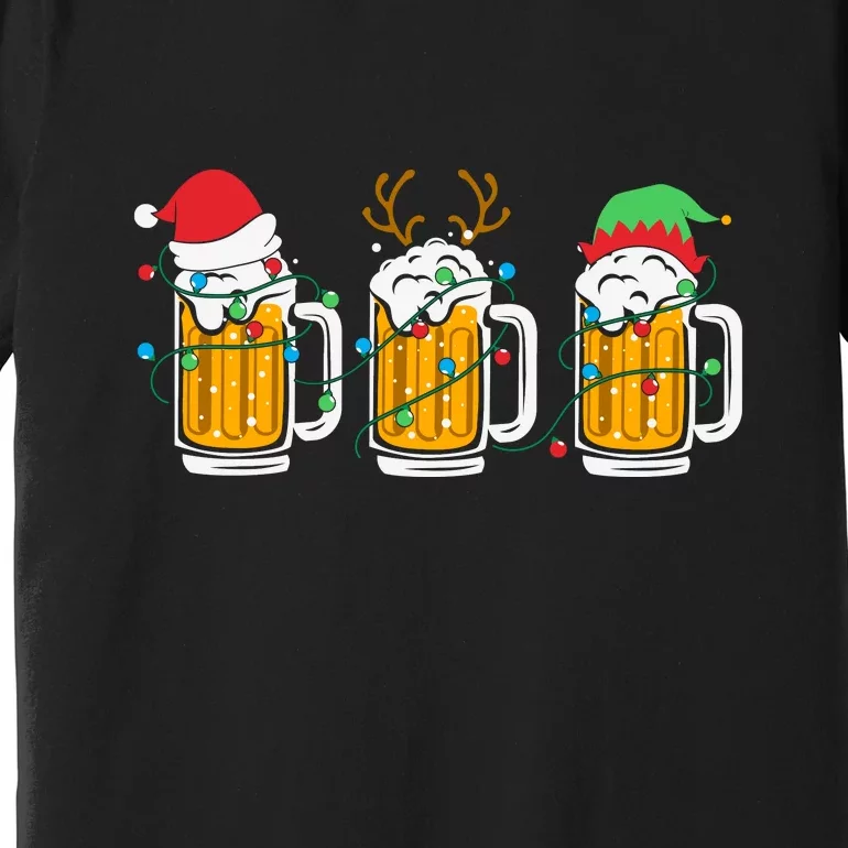 Beer Christmas Santa Reinbeer Xmas Light Xmas Holiday Premium T-Shirt