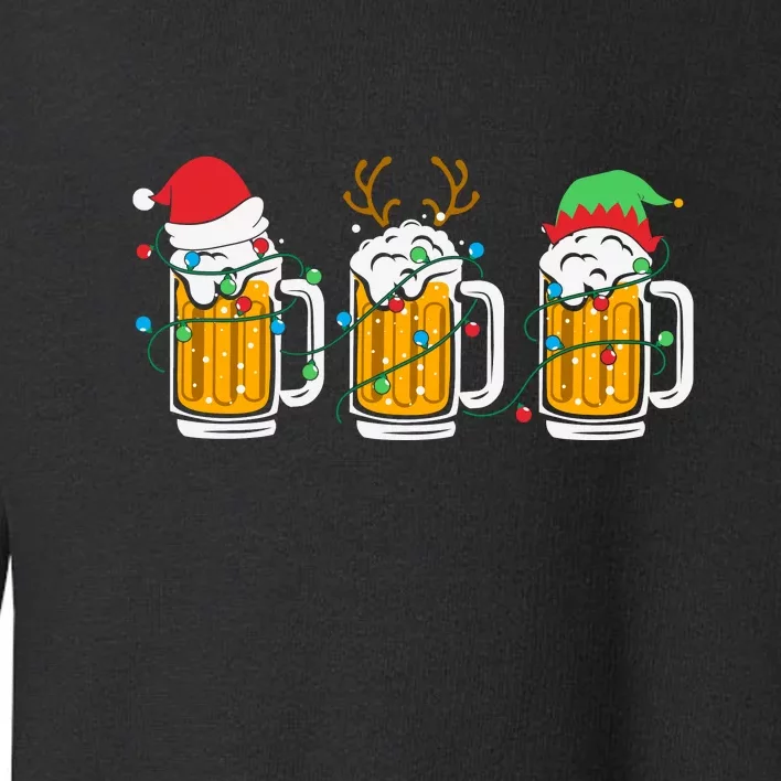 Beer Christmas Santa Reinbeer Xmas Light Xmas Holiday Toddler Sweatshirt