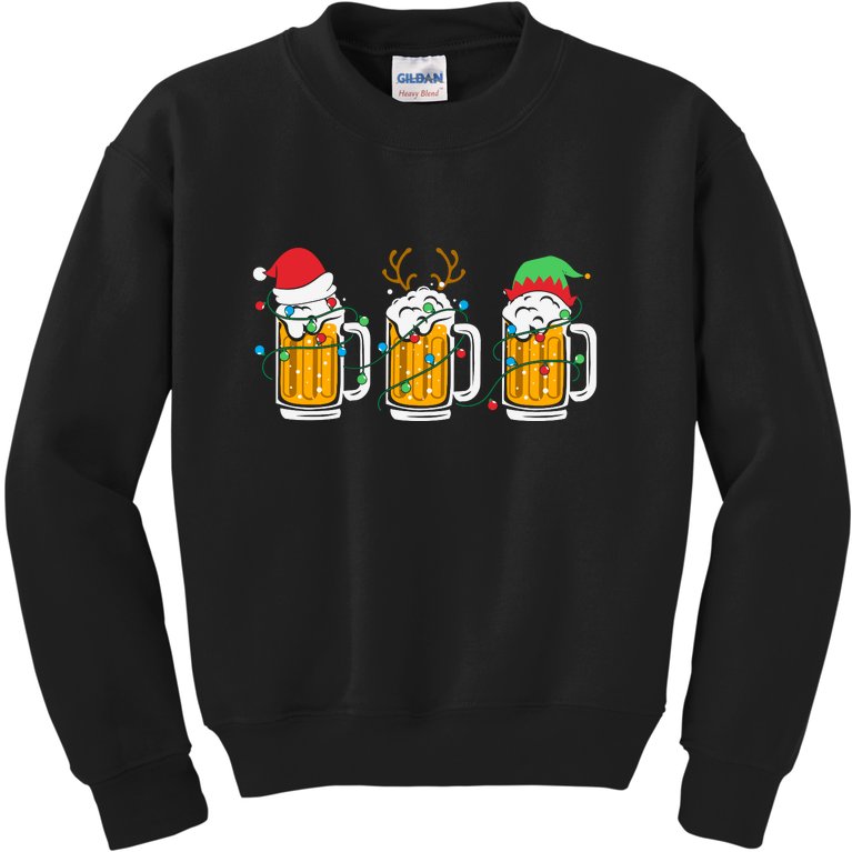 Beer Christmas Santa Reinbeer Xmas Light Xmas Holiday Kids Sweatshirt