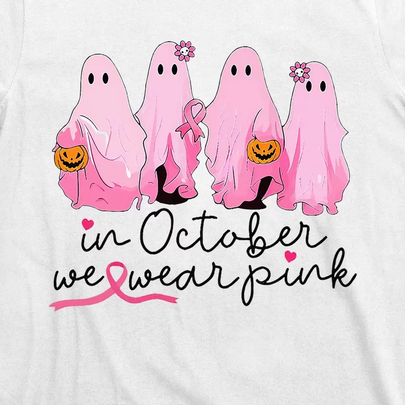 Breast Cancer Support Squad In October We Wear Pink Ghosts T-Shirt