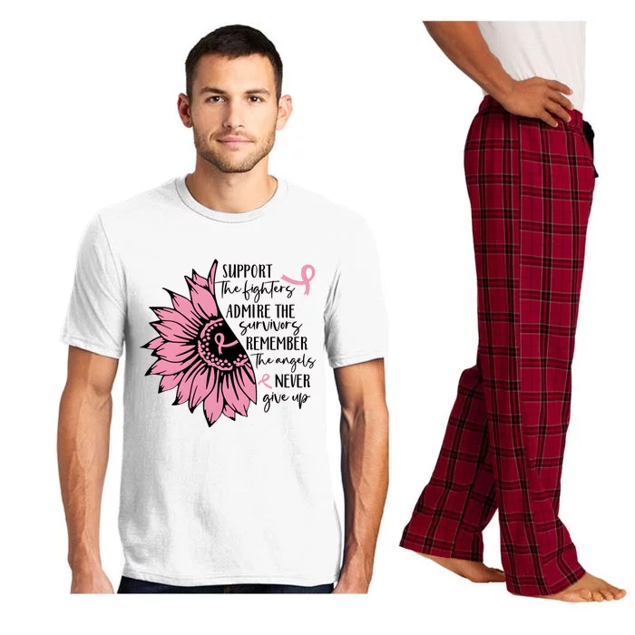 Breast Cancer Sunflower Pink Ribbon Supporter Cancer Fighter Pajama Set