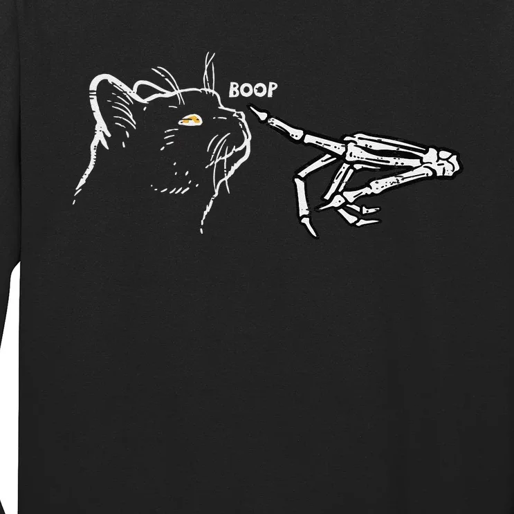 Black Cat Skeleton Hand Boop Halloween Pet Women Long Sleeve Shirt