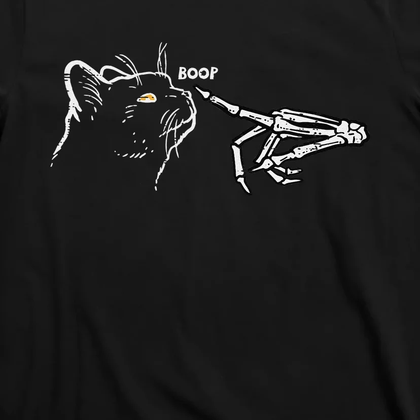 Black Cat Skeleton Hand Boop Halloween Pet Women T-Shirt