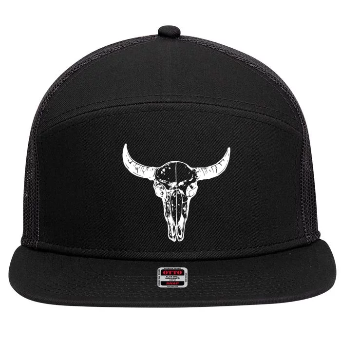 Boho Cow Skull Wild West Western 7 Panel Mesh Trucker Snapback Hat