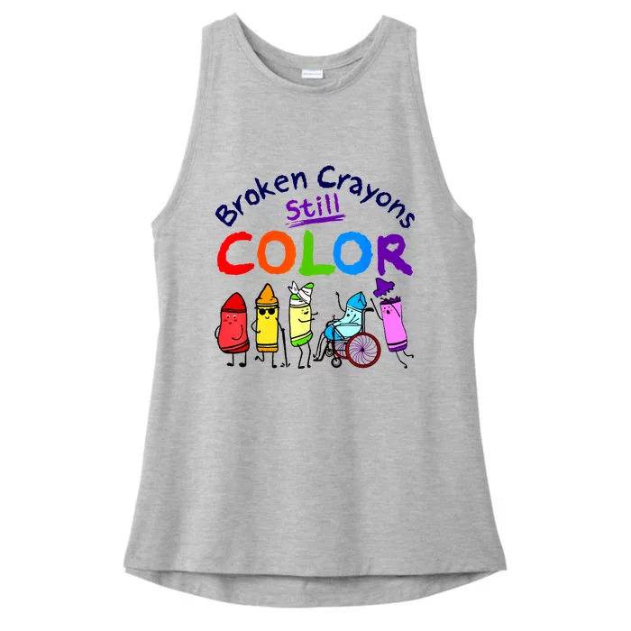 Broken Crayons Still Color Mental Health Awareness Supporter Ladies Tri-Blend Wicking Tank