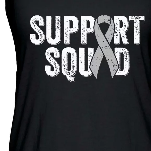 Brain Cancer Support Squad Friend Family Support Ribbon Ladies Essential Flowy Tank