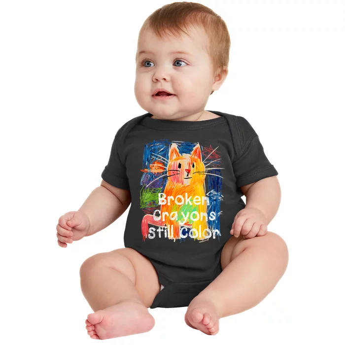 Broken Crayons Still Color Cat Teacher Baby Bodysuit