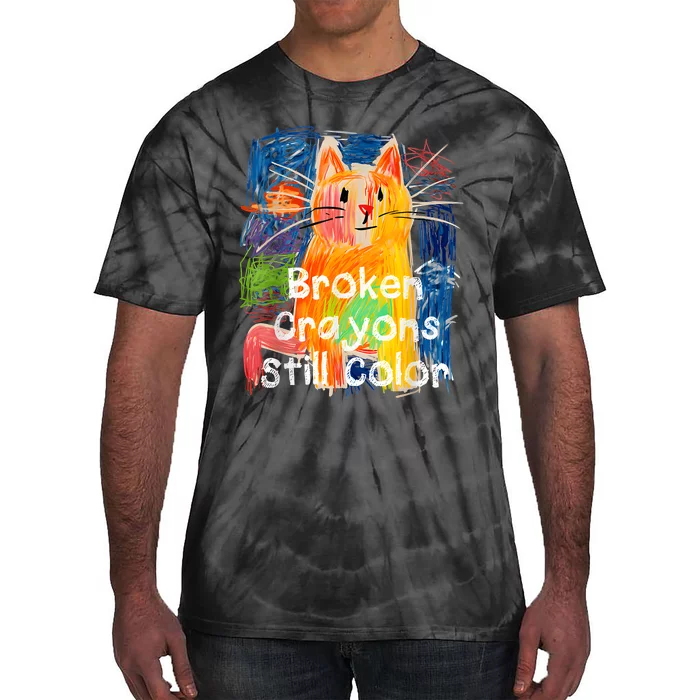 Broken Crayons Still Color Cat Teacher Tie-Dye T-Shirt