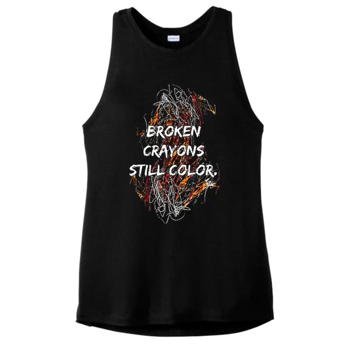 Broken Crayons Still Color Mental Health Awareness Supporter Ladies Tri-Blend Wicking Tank