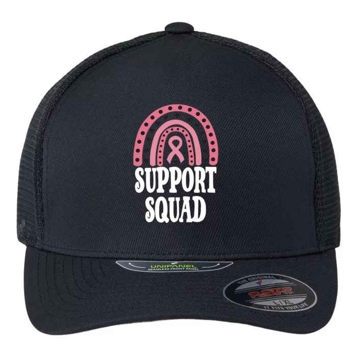 Breast Cancer Support Squad Rainbow Ribbon Flexfit Unipanel Trucker Cap