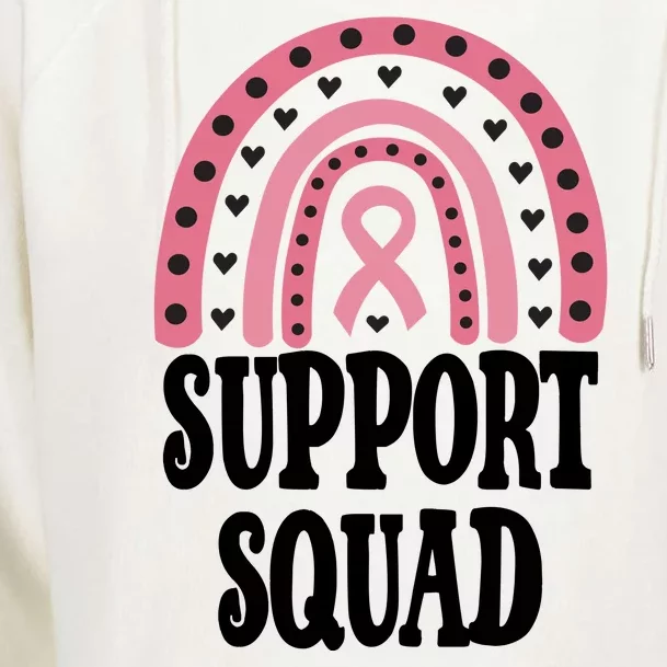 Breast Cancer Support Squad Rainbow Ribbon Womens Funnel Neck Pullover Hood