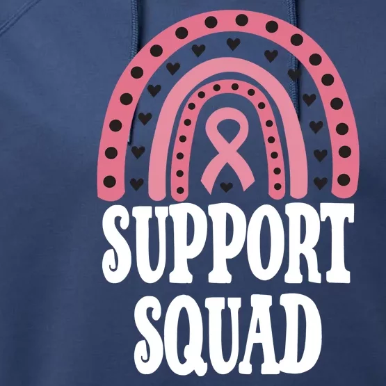 Breast Cancer Support Squad Rainbow Ribbon Performance Fleece Hoodie