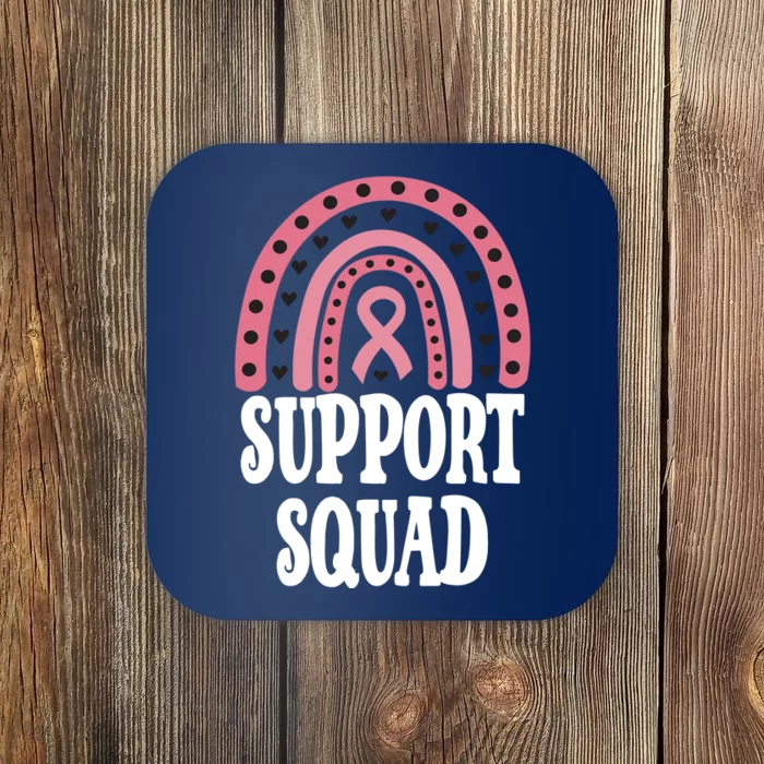 Breast Cancer Support Squad Rainbow Ribbon Coaster