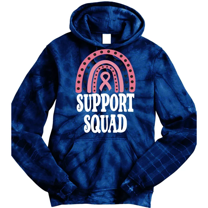 Breast Cancer Support Squad Rainbow Ribbon Tie Dye Hoodie