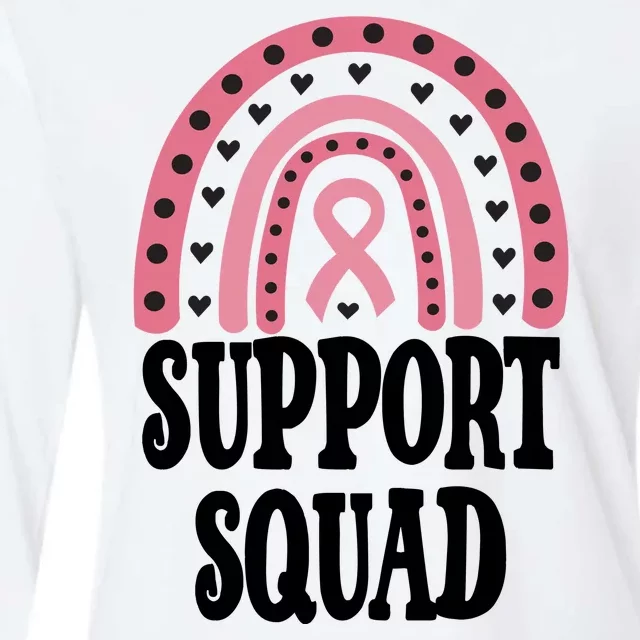 Breast Cancer Support Squad Rainbow Ribbon Womens Cotton Relaxed Long Sleeve T-Shirt