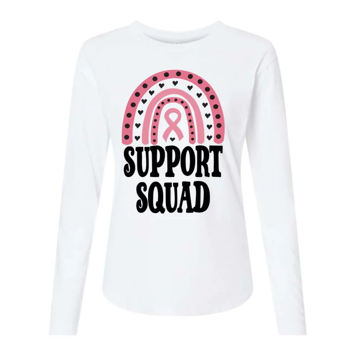 Breast Cancer Support Squad Rainbow Ribbon Womens Cotton Relaxed Long Sleeve T-Shirt